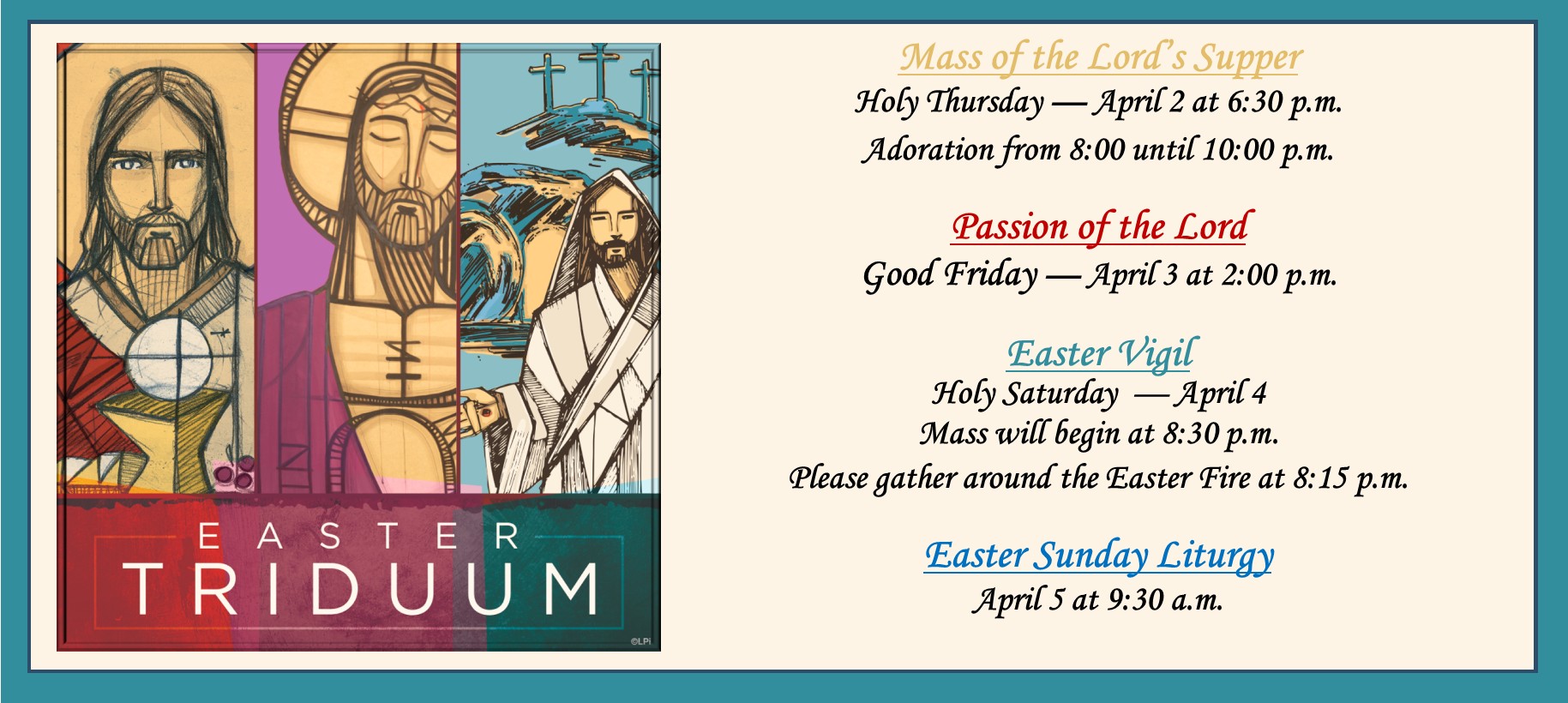 Sacred Triduum Schedule